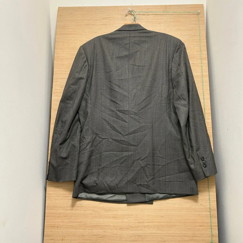 Givenchy Monsieur Gray Wool Windowpane Double Breasted Blazer Jacket Vintage 44R